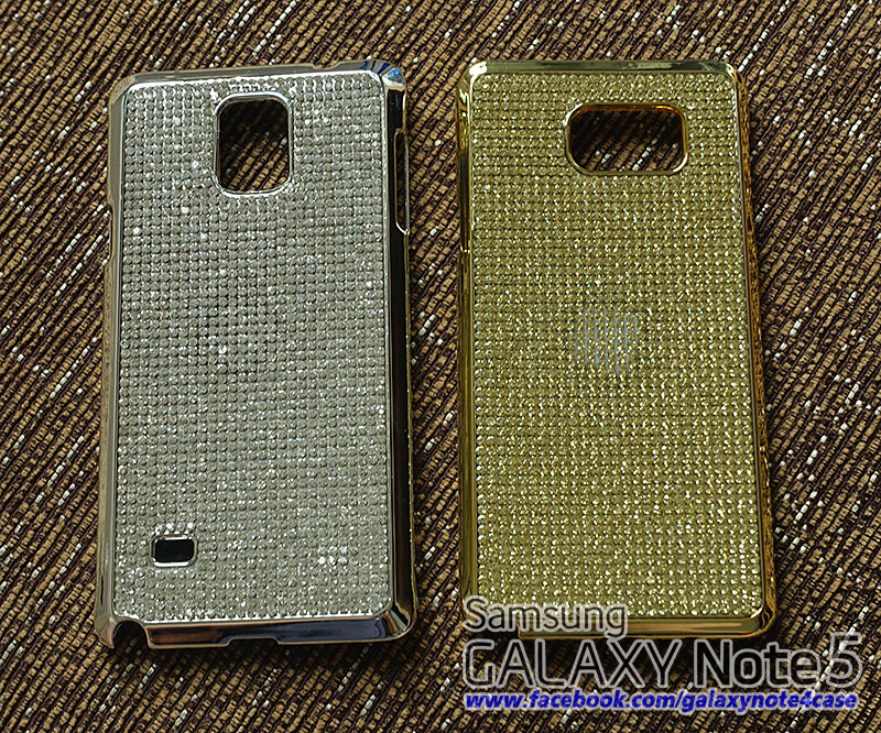 เคส Galaxy Note4 / Note5 สีโครเมียมกระจก ประดับเพชรล้วน