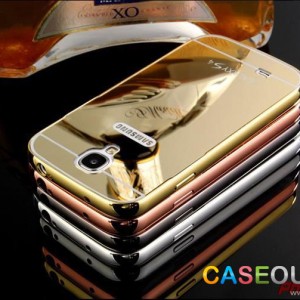 เคส Galaxy S4 ขอบโลหะ กระจก ทอง