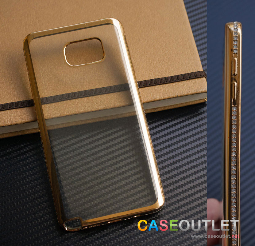 เคส Galaxy Note5 tpu ใส ขอบทองฝังเพชร