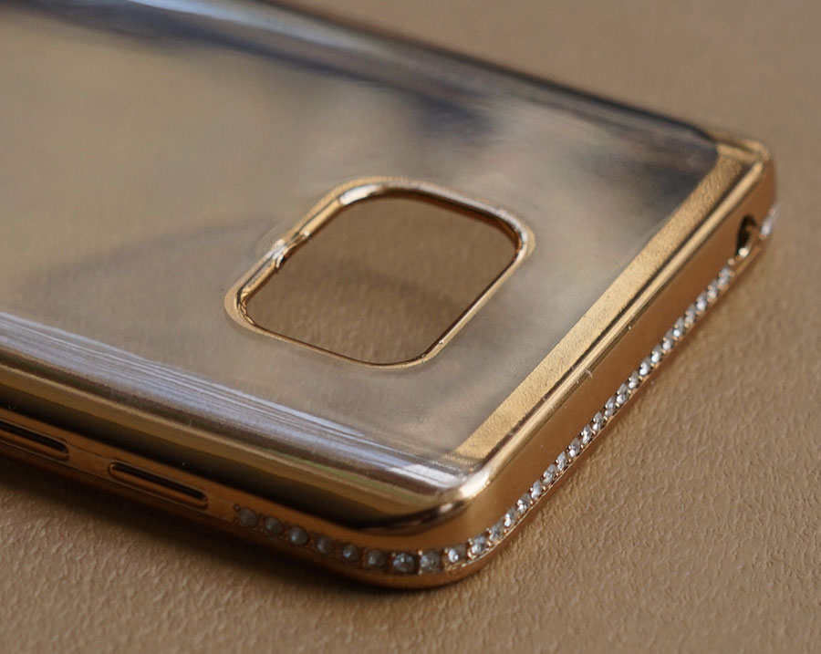 เคส Galaxy Note5 tpu ใส ขอบทองฝังเพชร
