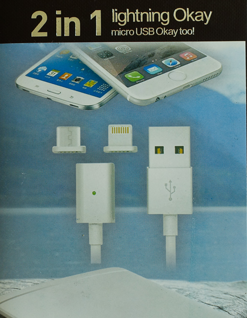 สายชาร์จ หัวแม่เหล็ก 2หัว Iphone / Micro usb