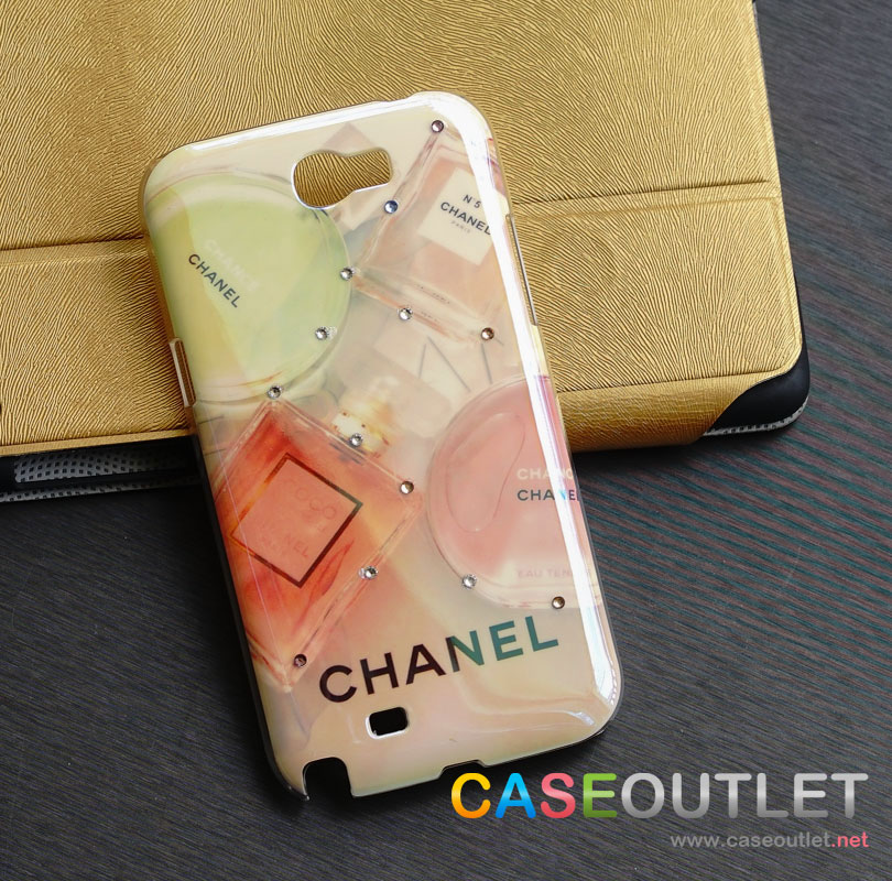เคส Galaxy Note2 ฝาหลังผิวมุก ประดับเพชร ลาย Chanel
