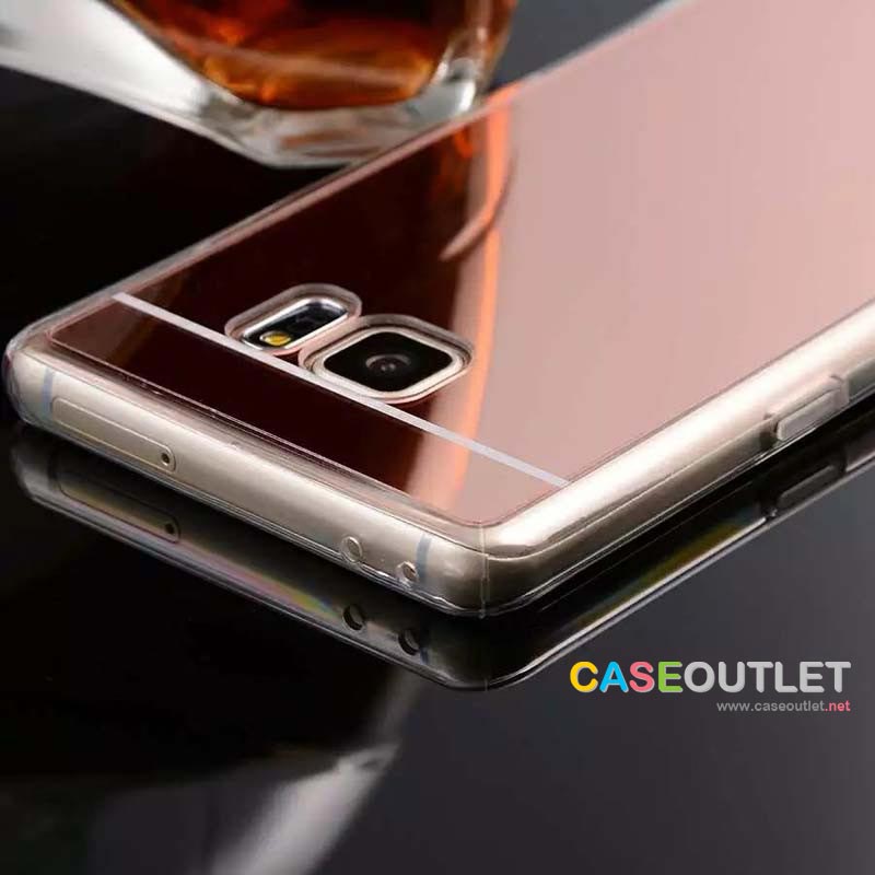 เคส Galaxy Note7 ขอบยางใส หลังกระจก pink gold