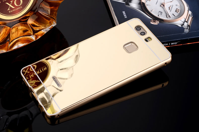 เคส Huawei P9 ขอบโลหะ กระจก ทอง เงิน rose gold