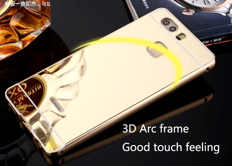 เคส Huawei P9 ขอบโลหะ กระจก ทอง เงิน rose gold