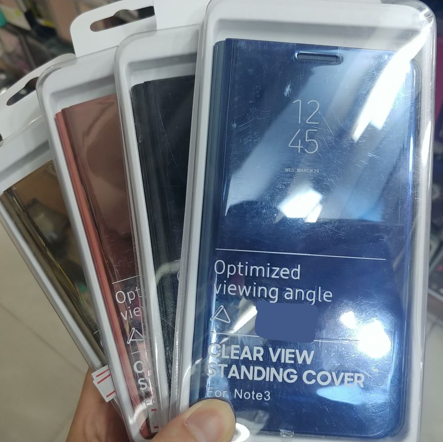 เคส Note 3 ฝาพับ flip Clear View กระจก