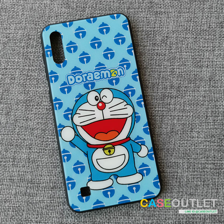 เคส Samsung A10 ขอบยาง หลังกระจก กันรอย Doraemon โดเรมอน