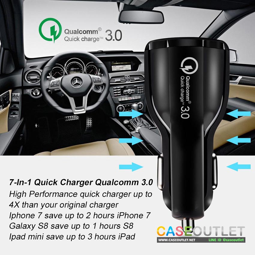 ที่ชาร์จในรถ ชาร์จเร็ว ชาร์จไว usb car charger หัวชาร์จ อแดปเตอร์ 2ช่อง usb quick charge QC Qualcom 3.0