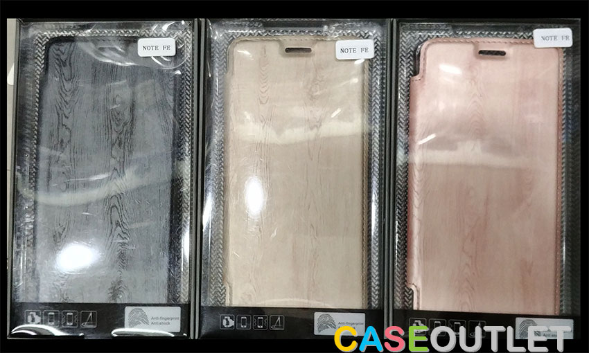 เคส Galaxy Note FE ฝาพับ ลายไม้ โชว์หลังใส