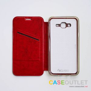 J7 เคสฝาพับ สีน้ำตาลแดง