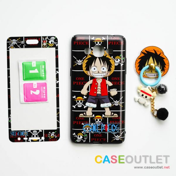 เคสแข็ง พร้อมฟิล์มกระจก วันพีช J7 Prime