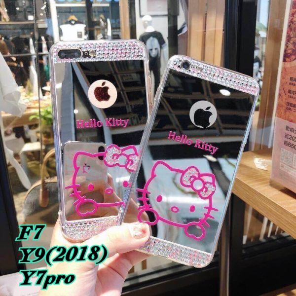 เคส F7/ Y9 2018/ Y7 Pro เคสเงาลายคิตตี้ประดับเพชร