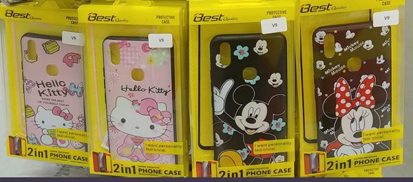 เคส V9 เคสพร้อมฟิล์มกระจก การ์ตูน ประกบ เต็มจอ ป้องกัน 360