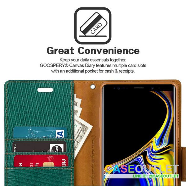 เคส Note9 ฝาพับ Goospery Canvas Diary