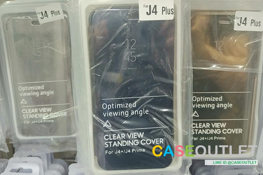 เคส Galaxy J4 plus 2018 Flip Clear View ฝาพับ ผิวกระจก โชว์จอ ตั้งได้