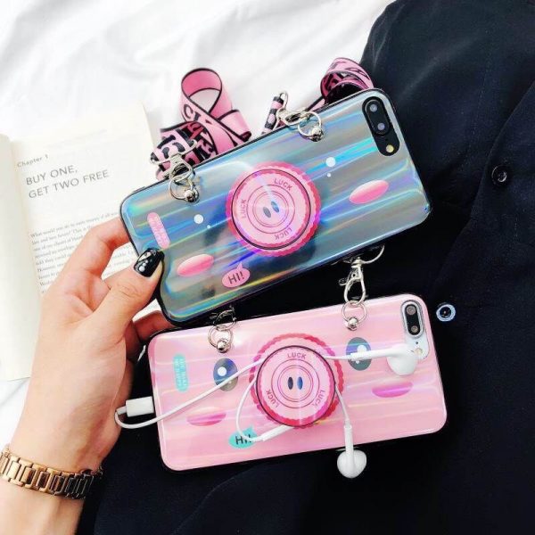 เคสงานสะท้อนแสงสีรุ้งหมู+ขาตั้งพร้อมสายสะพาย