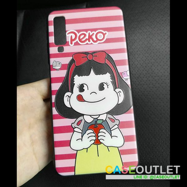 เคส A7 2018 ขอบยาง สกรีนลายเส้นนูน Peko