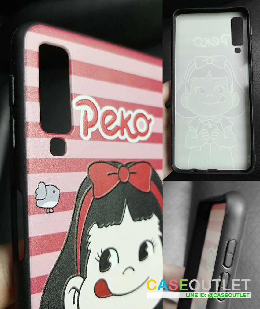 เคส A7 2018 ขอบยาง สกรีนลายเส้นนูน Peko