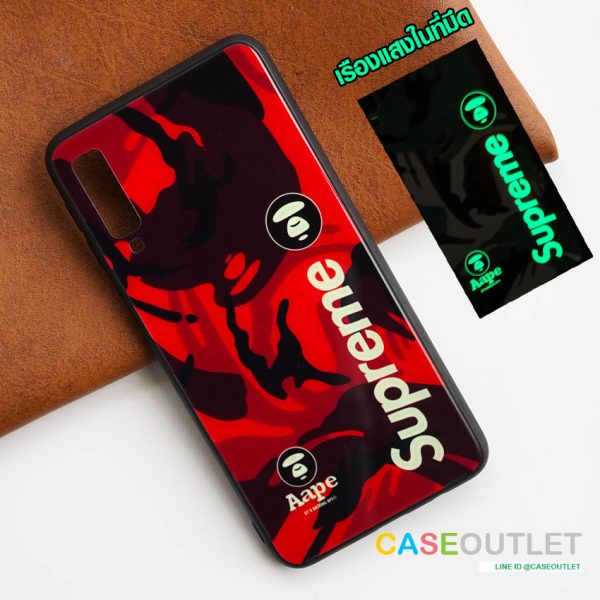 เคส Galaxy A7 2018 Supreme หลังกระจก เรืองแสง