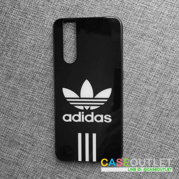 เคส Vivo V15pro ขอบยาง หลังกระจก กันรอย Adidas