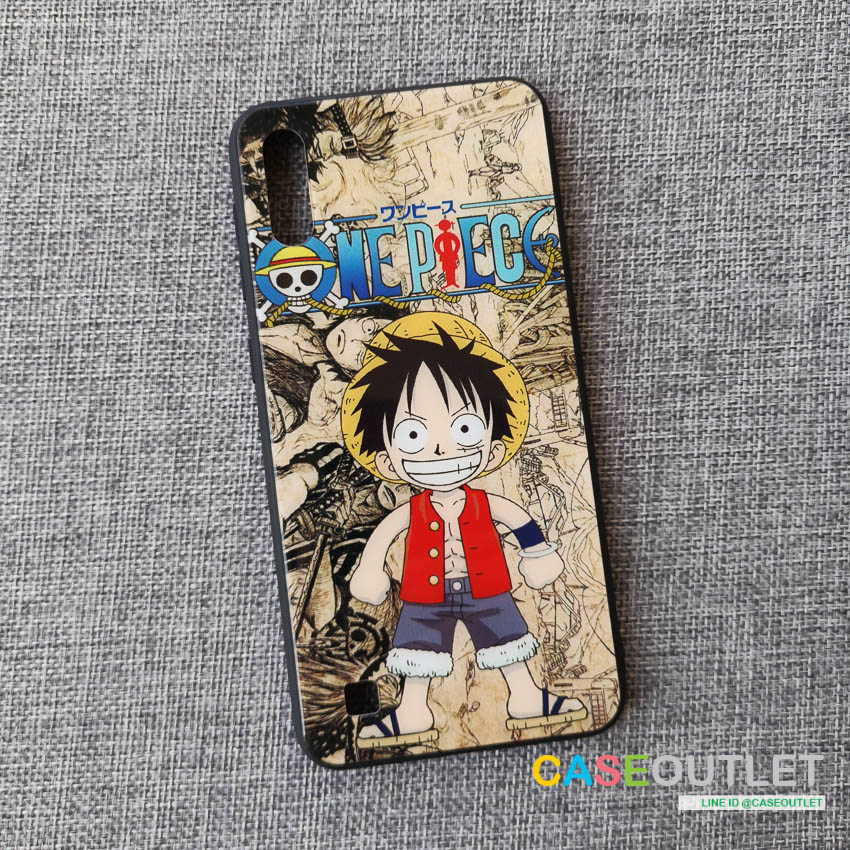 เคส Samsung A10 ขอบยาง หลังกระจก กันรอย Onepiece วันพีช ลูฟี่