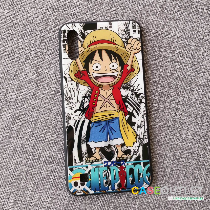 เคส Samsung A10 ขอบยาง หลังกระจก กันรอย Onepiece วันพีช ลูฟี่