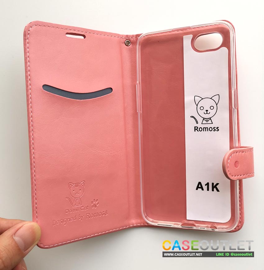 เคส Oppo A1k ฝาพับหนัง Domicat แมว โดมิแคท ใส่บัตร ตั้งได้