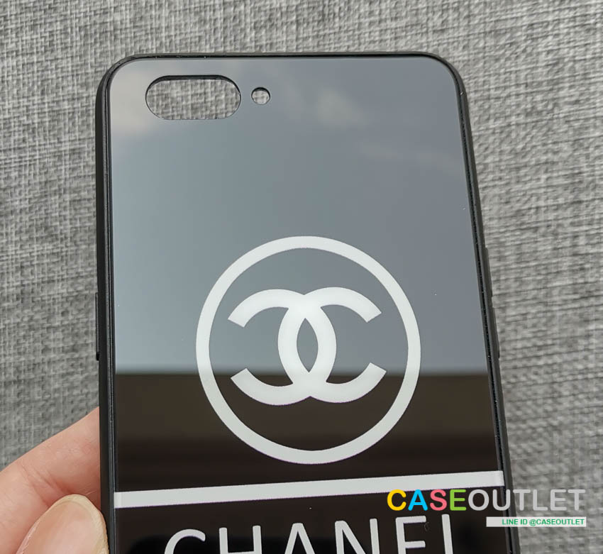 เคส Oppo A3s ขอบยาง หลังกระจก กันรอย Chanel Gucci ชาเนล กุชชี่ หรู