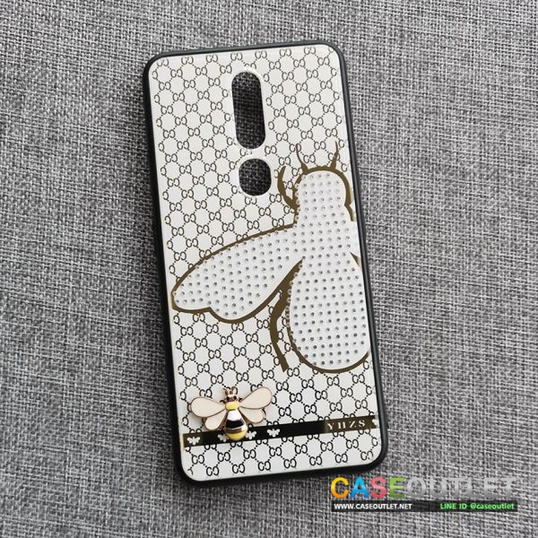 เคส F11pro ลายผึ้ง หลังเงา ประดับเพชร เลื่อมทอง