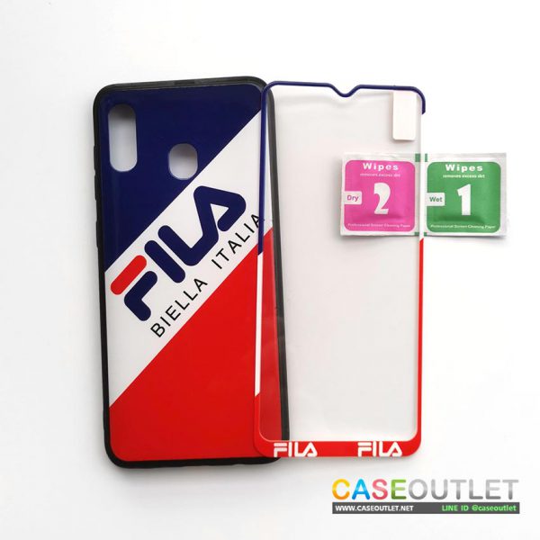 เคส Galaxy A20 | A30 พร้อมฟิล์มกระจกหน้า ลาย Fila ป้องกัน 360องศา