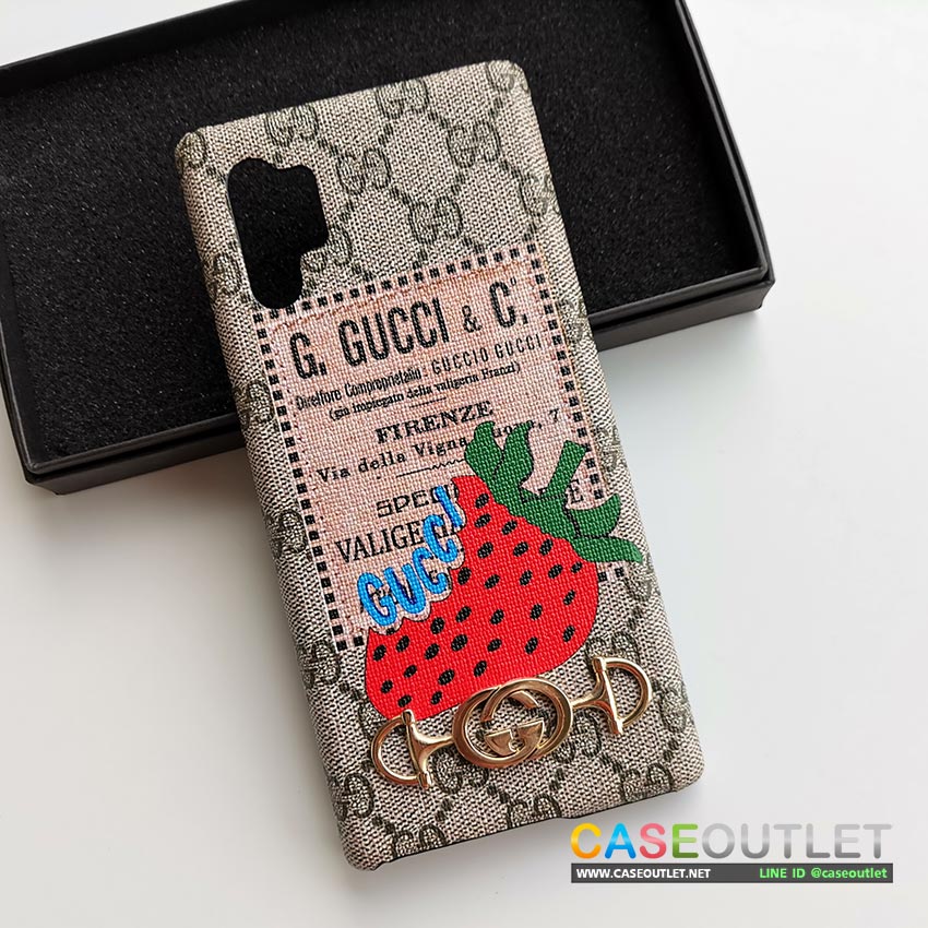 เคส Galaxy Note10+ Gucci ลายสตอเบอรี่ เคสหนัง 