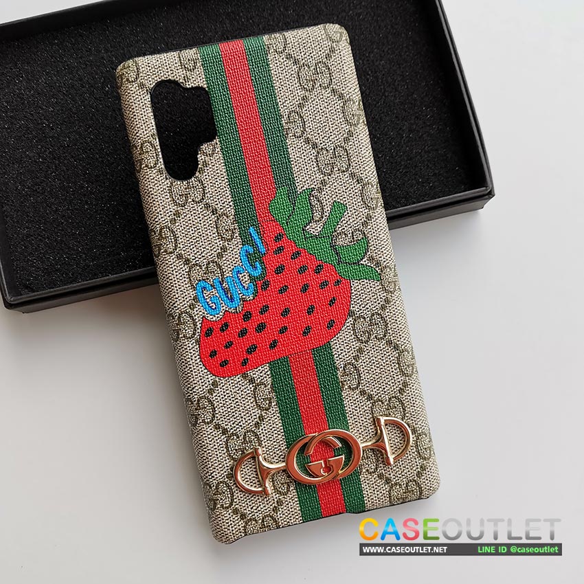 เคส Galaxy Note10+ Gucci ลายสตอเบอรี่ เคสหนัง 