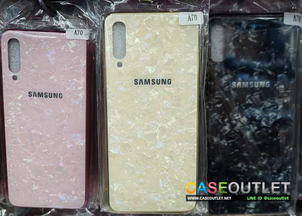 เคส Samsung A70 ขอบเงิน ผิวมุก เงา สวย หรู