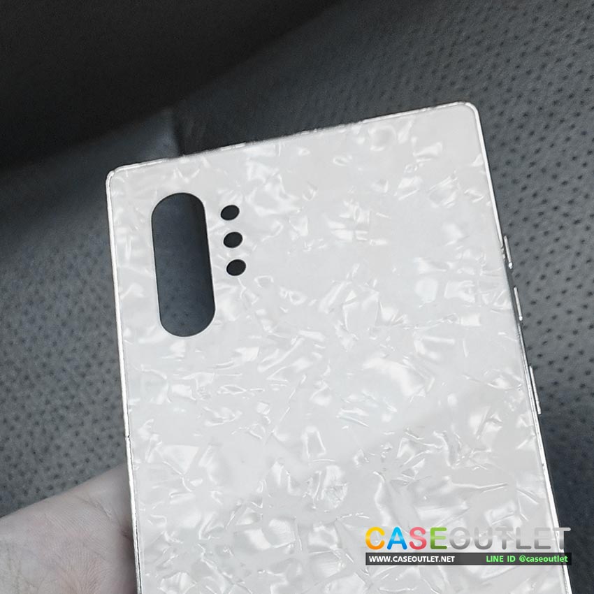 เคส Galaxy Note10 | Note 10 plus note10+ ขอบเงิน ผิวมุก เงา สวย หรู