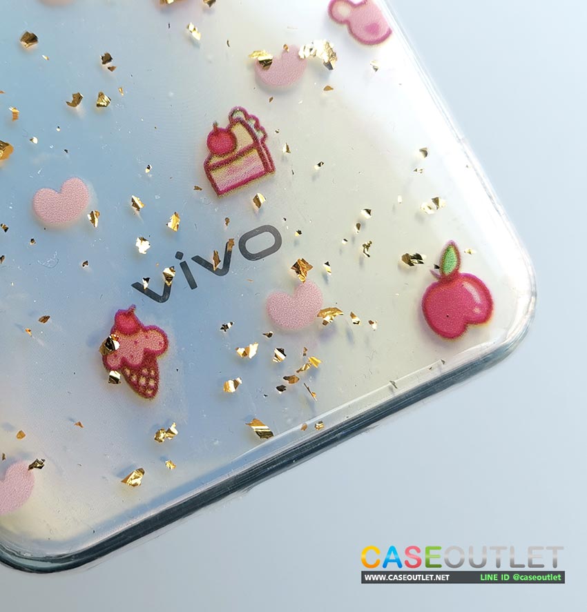 เคส Vivo V17pro v17 pro ใส ลายน่ารัก ประดับเกร็ดทอง