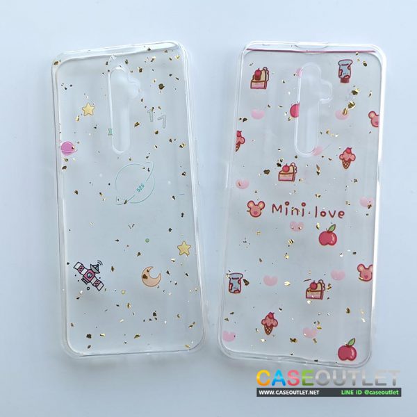 เคส Reno2F reno 2f ใส ลายน่ารัก ประดับเกร็ดทอง