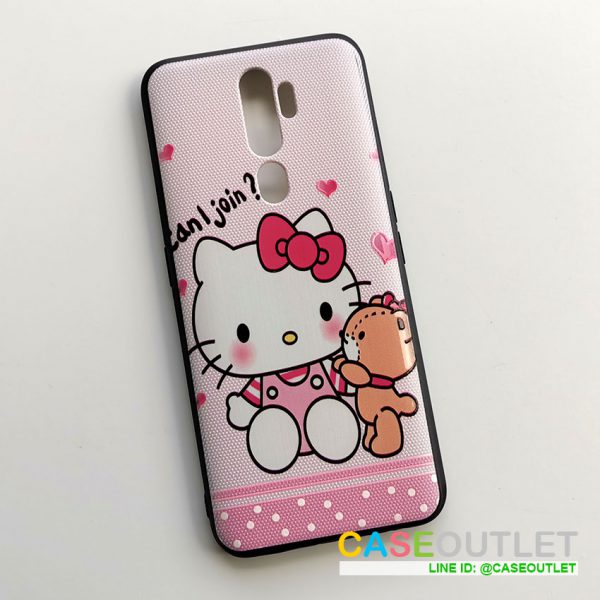 เคส Oppo A9 2020 | A5 2020 ขอบยาง ลายผ้า Kitty คิ๊ตตี้